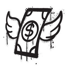 Vector graffiti spray paint money wings isolated vector illustration © Sink artworks