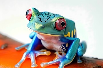 Vibrant Red-Eyed Tree Frog Macro Portrait