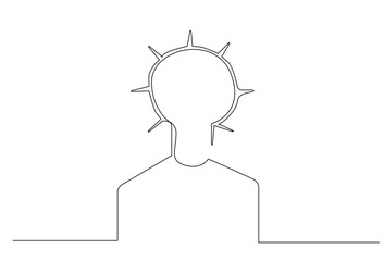 human person head lamp new idea solution idea one line art design vector