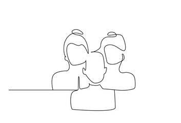 three business people profile avatar one line art design vector