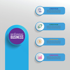 Premium Vector Infographic design timeline with icons and 4 options or steps. business template Can be used for process diagram, presentations, workflow layout, banner, flow chart, info graph.