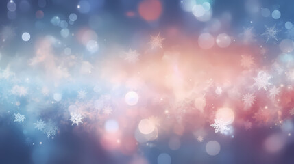 Obraz na płótnie Canvas Snowflake background, snowflake border, winter holiday background, soft colors and dreamy atmosphere