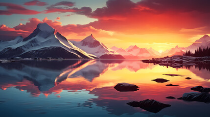 Majestic mountains, panoramic peaks PPT background