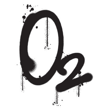 Vector graffiti spray paint word o2 isolated vector illustration