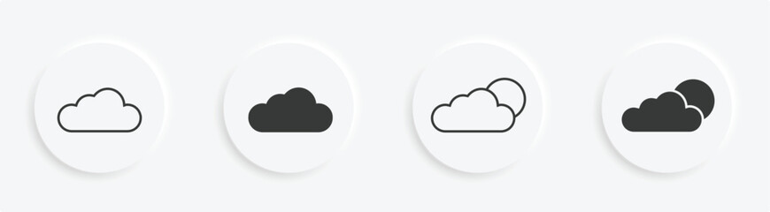 cloud vector icon set, cloud symbol in line, and glyph style. Vector illustration EPS 10