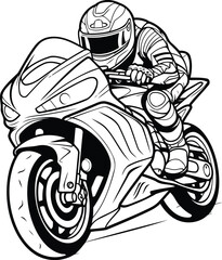Motorcycle racer. Vector illustration of a motorcyclist on a motorcycle.
