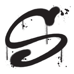 Vector graffiti spray paint alphabet S in isolated background
