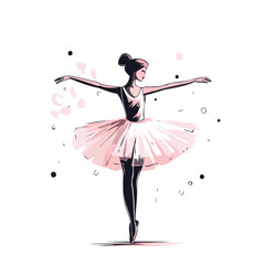 Ballerina in pink tutu. Ballet dancer. Vector illustration.