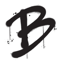 Vector graffiti spray paint alphabet B in isolated background