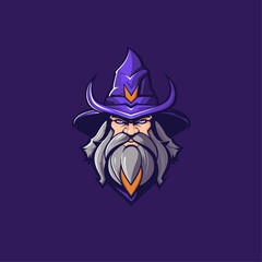 Old witch with hat flat vector design