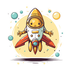 Astronaut in outer space. Vector illustration on white background.