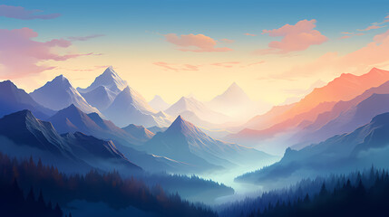 Majestic mountains, panoramic peaks PPT background