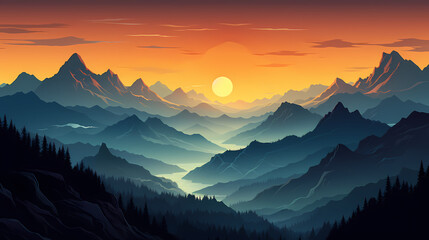 Majestic mountains, panoramic peaks PPT background