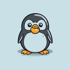 Cute cartoon penguin. Vector illustration of a funny penguin.