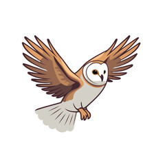 Owl flying in the sky vector Illustration on a white background