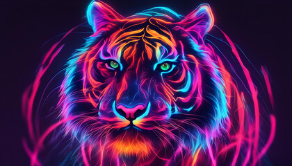 Neon effect tiger wallpaper