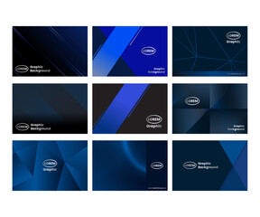 Set of vector blue navy graphic background designs templates for business cards poster presentation cover flyer book form frame company corporate card collection pack gradient line pattern abstract