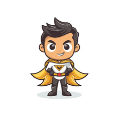 Superhero Boy Cartoon Mascot Character Design Vector Illustration.