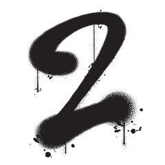 Vector graffiti spray paint number two in isolated background