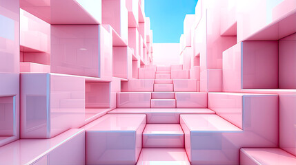 Fototapeta premium Pink Reflective Cubes Space