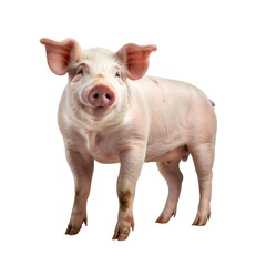 Portrait of a pig, front view isolated on white background