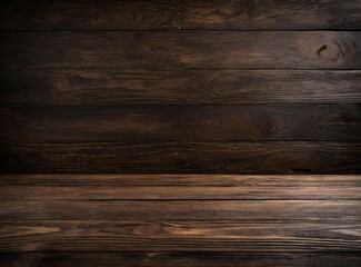 Dark background wall with empty table, for montage of product