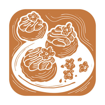 brown pastries on plate clip art preview