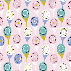 Seamless pattern with colorful peacock feather. Vector pastel texture