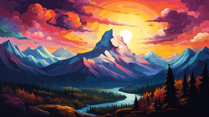 Aerial view of mountain peaks, mountain aerial photography PPT background illustration
