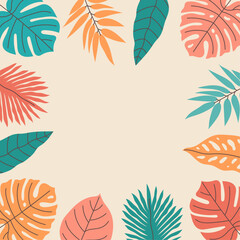 Template with exotic leaves, square shape