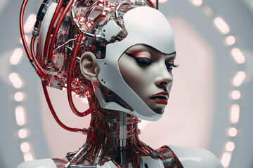 AI generated photo picture of beautiful robotic character charming attractive woman
