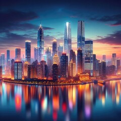 Beautiful city background generative AI