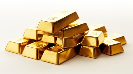 Gold bars isolated on white background. Financial concept. Neural network AI generated art