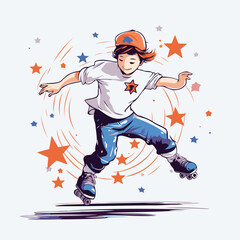 Roller skater in action. Vector illustration of a roller skater.