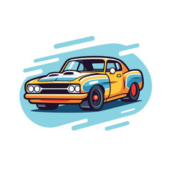 Retro car. Vector illustration in flat style on white background.
