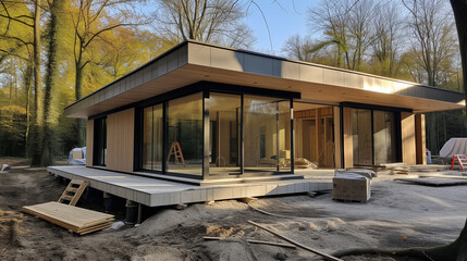 Obraz premium modern country house under construction