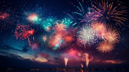 night celebration way firework city. Neural network AI generated art