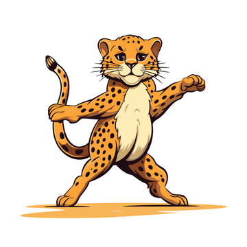 Cheetah running cartoon vector illustration isolated on a white background.