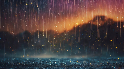abstract  magical rain, universe , stars,