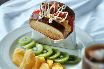 bread with fruit in a plate