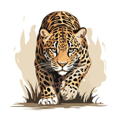 Jaguar. Wild animal. Vector illustration on white background.