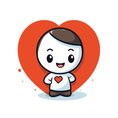 Obraz na płótnie Canvas Cute boy with heart character vector illustration design. Love concept.