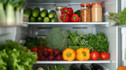 Open Refrigerator Full Of healthy food
