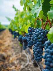 Obraz premium Experience a sampling of Merlot or Cabernet Sauvignon grapes from premier vineyards in the Pomerol Saint-Emilion region of France's Bordeaux.