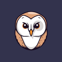 Owl head. Vector illustration. Isolated on dark background.