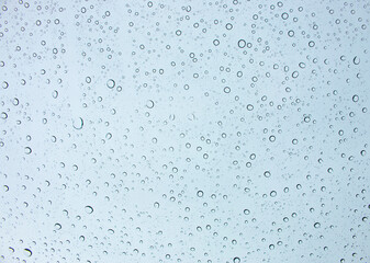 The background of rain drops on the car windshield is the sky.