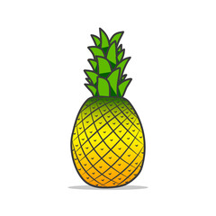 Summer fruits for healthy lifestyle. Pineapple fruit. flat cartoon icon isolated on white background. Vector illustration EPS 10.