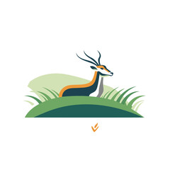 Antelope in the grass. Vector illustration of a wild animal.