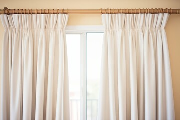 elegant curtains made of satin, folded in graceful pleats