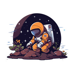 Astronaut in space. Astronaut in outer space. Vector illustration.